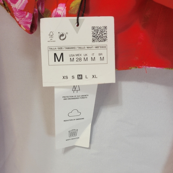 Zara Rose Print Red Crop Corset Sweatheart Cottagecore Whimsical Romantic Top - Picture 8 of 12